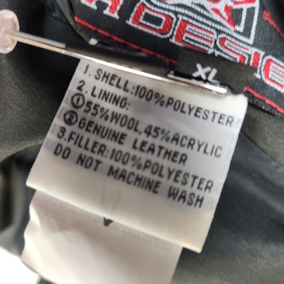 JH Design NASCAR Racing Wool Leather Varsity Letterman Jacket Men's Extra Large - Picture 9 of 13